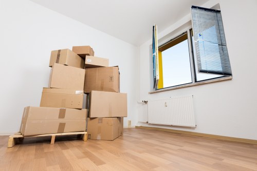 Organised self storage in Upminsterbridge with boxes and furniture