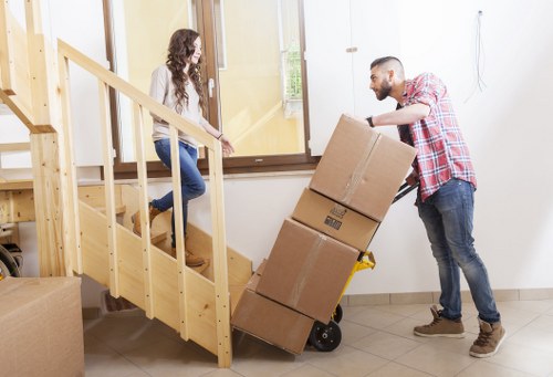 Packed student belongings ready for storage in Upminsterbridge